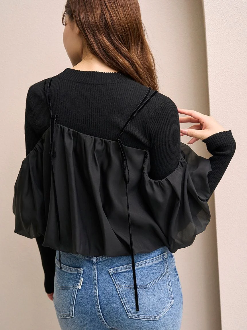 Off-shoulder layered knit pullover - Image 10