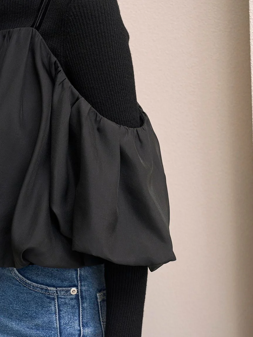 Off-shoulder layered knit pullover - Image 19