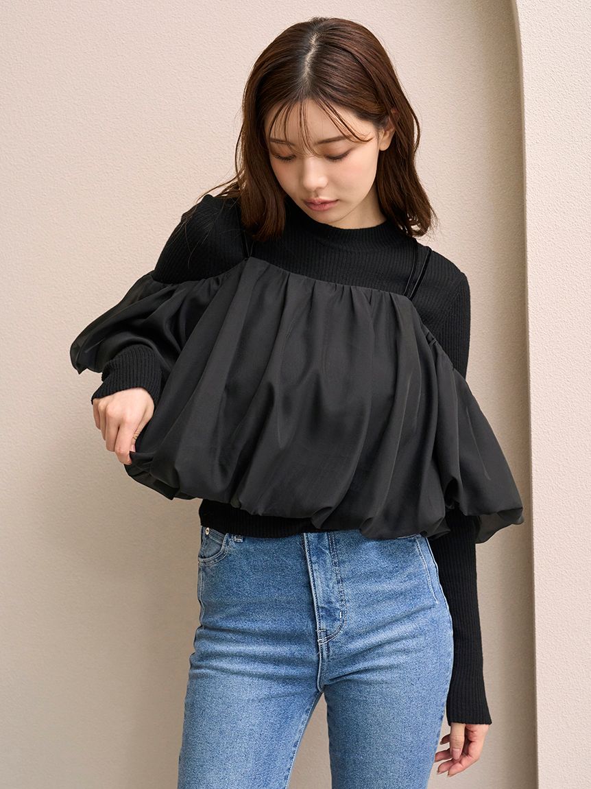 Off-shoulder layered knit pullover - Image 3