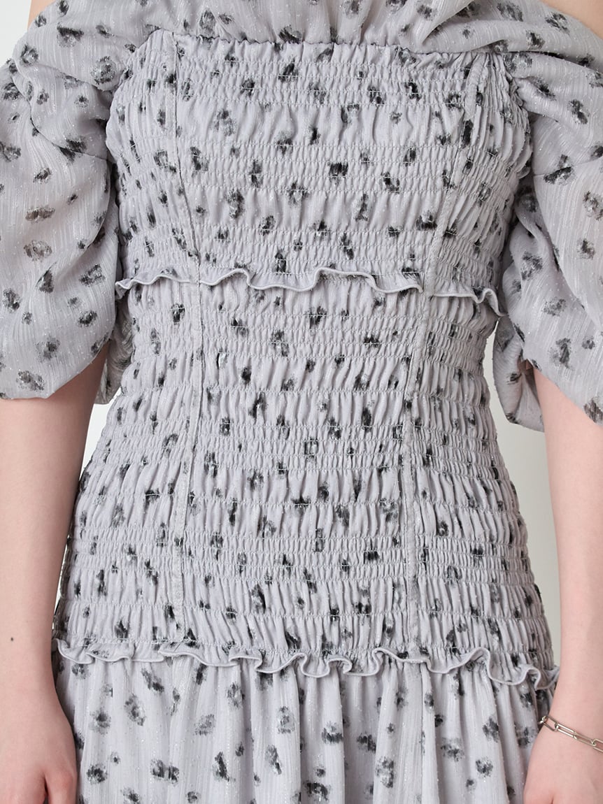 Off-Shoulder Smocked Puff Sleeve Maxi Dress - Image 12