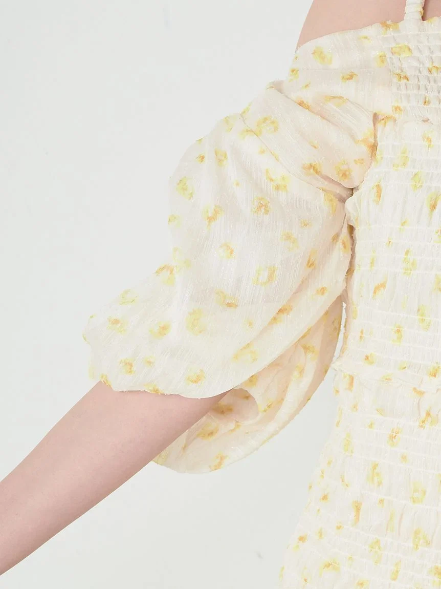 Off-Shoulder Smocked Puff Sleeve Maxi Dress - Image 14