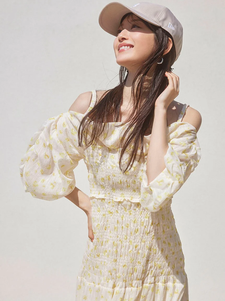 Off-Shoulder Smocked Puff Sleeve Maxi Dress - Image 19