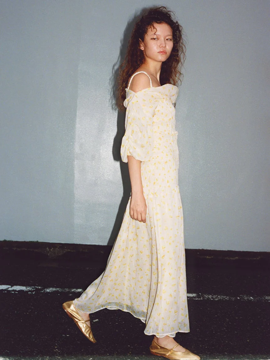 Off-Shoulder Smocked Puff Sleeve Maxi Dress - Image 22
