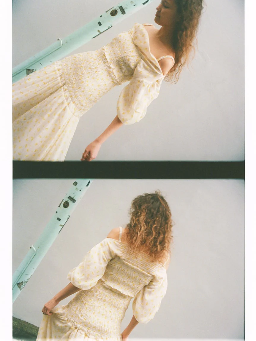 Off-Shoulder Smocked Puff Sleeve Maxi Dress - Image 23