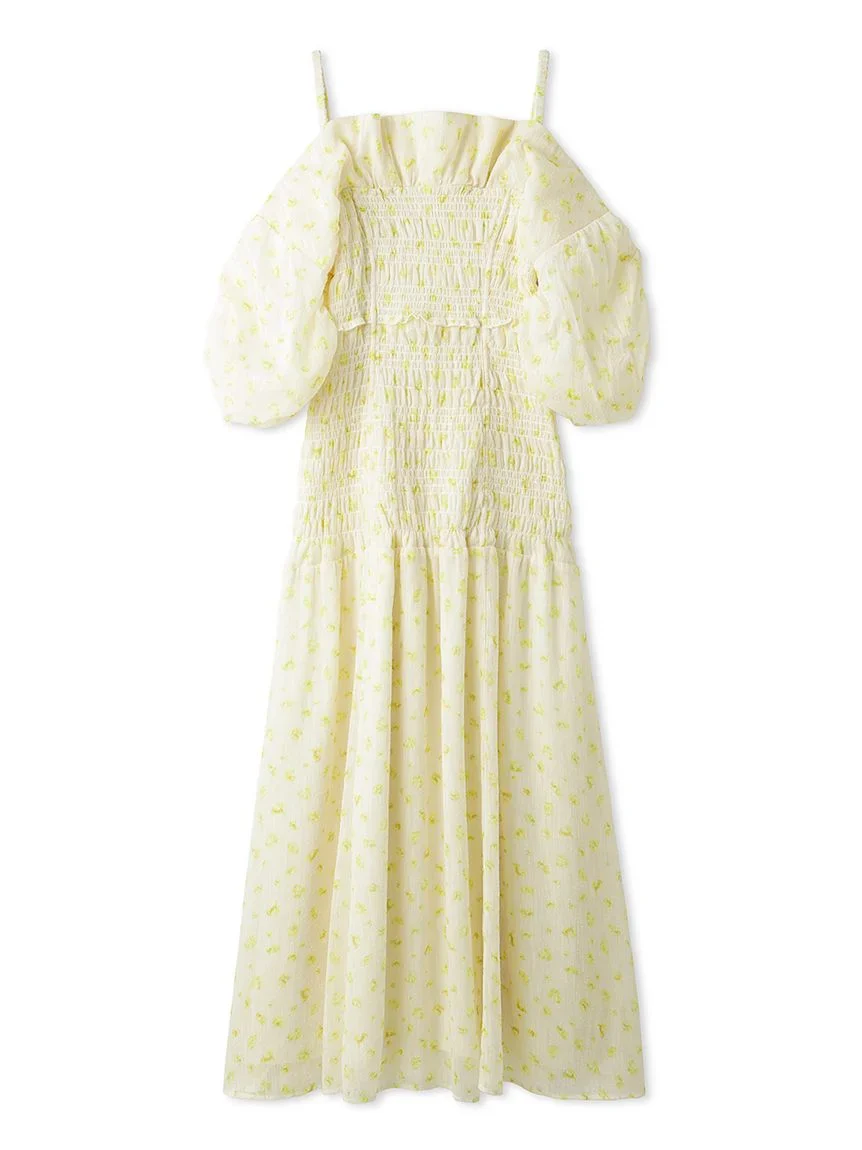 Off-Shoulder Smocked Puff Sleeve Maxi Dress - Image 3