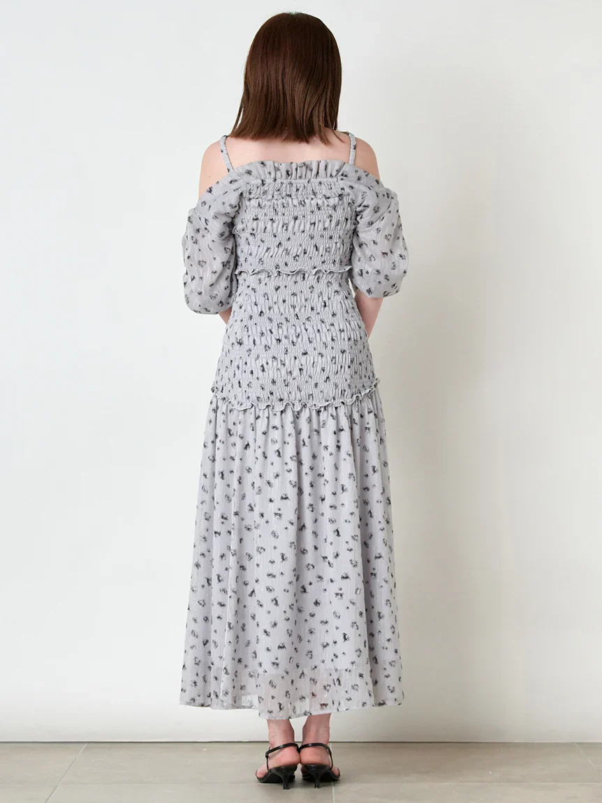 Off-Shoulder Smocked Puff Sleeve Maxi Dress - Image 6
