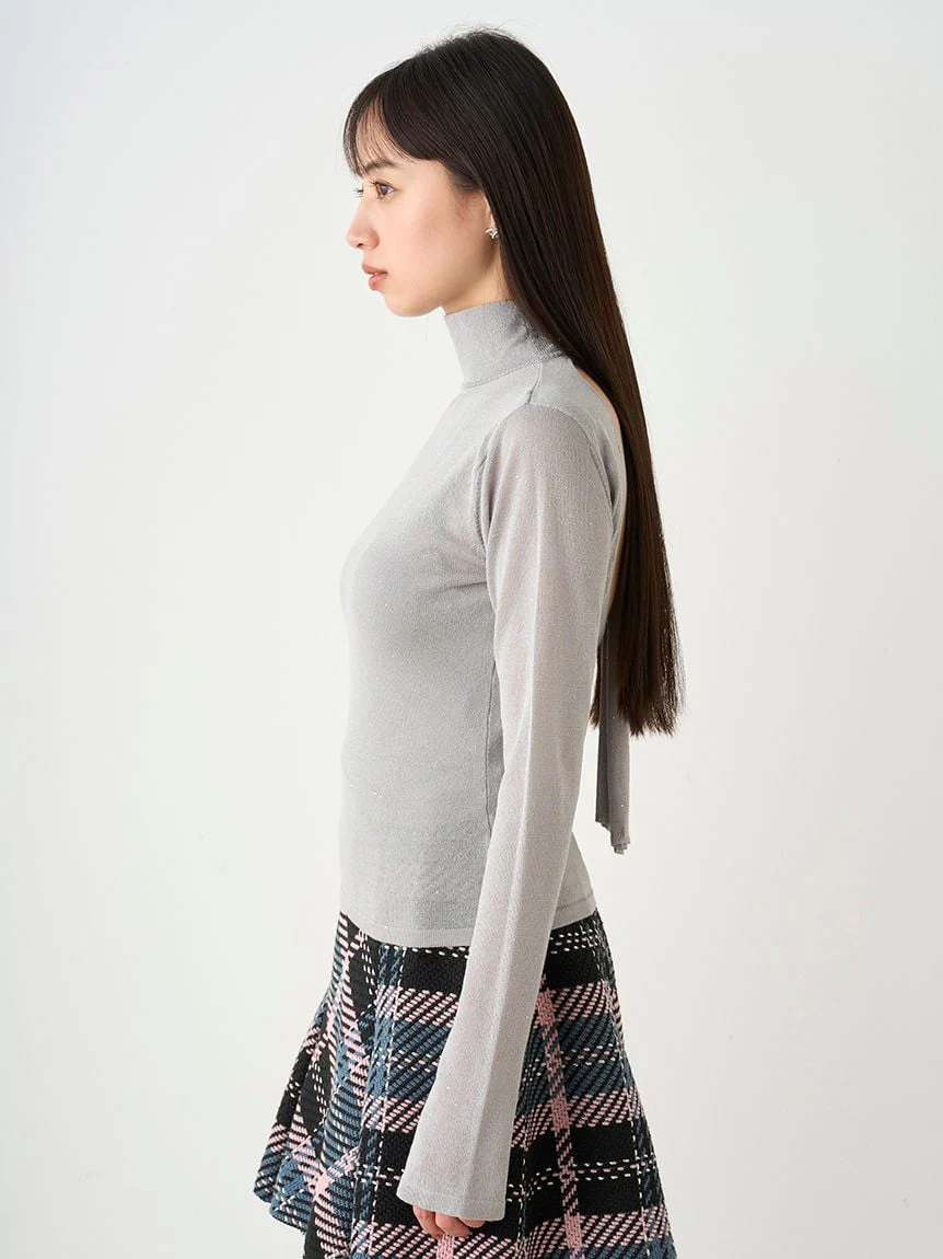 Open Back Long Sleeve Turtleneck Top - Image 11