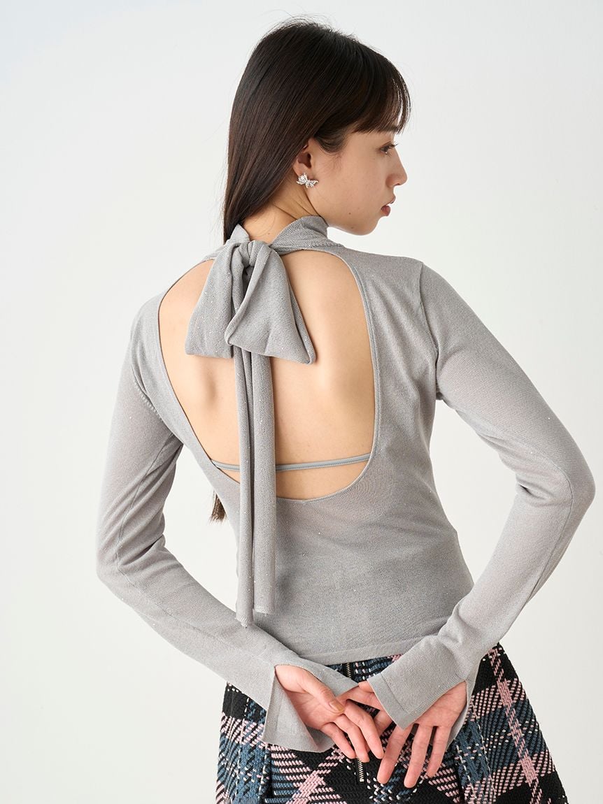 Open Back Long Sleeve Turtleneck Top - Image 12