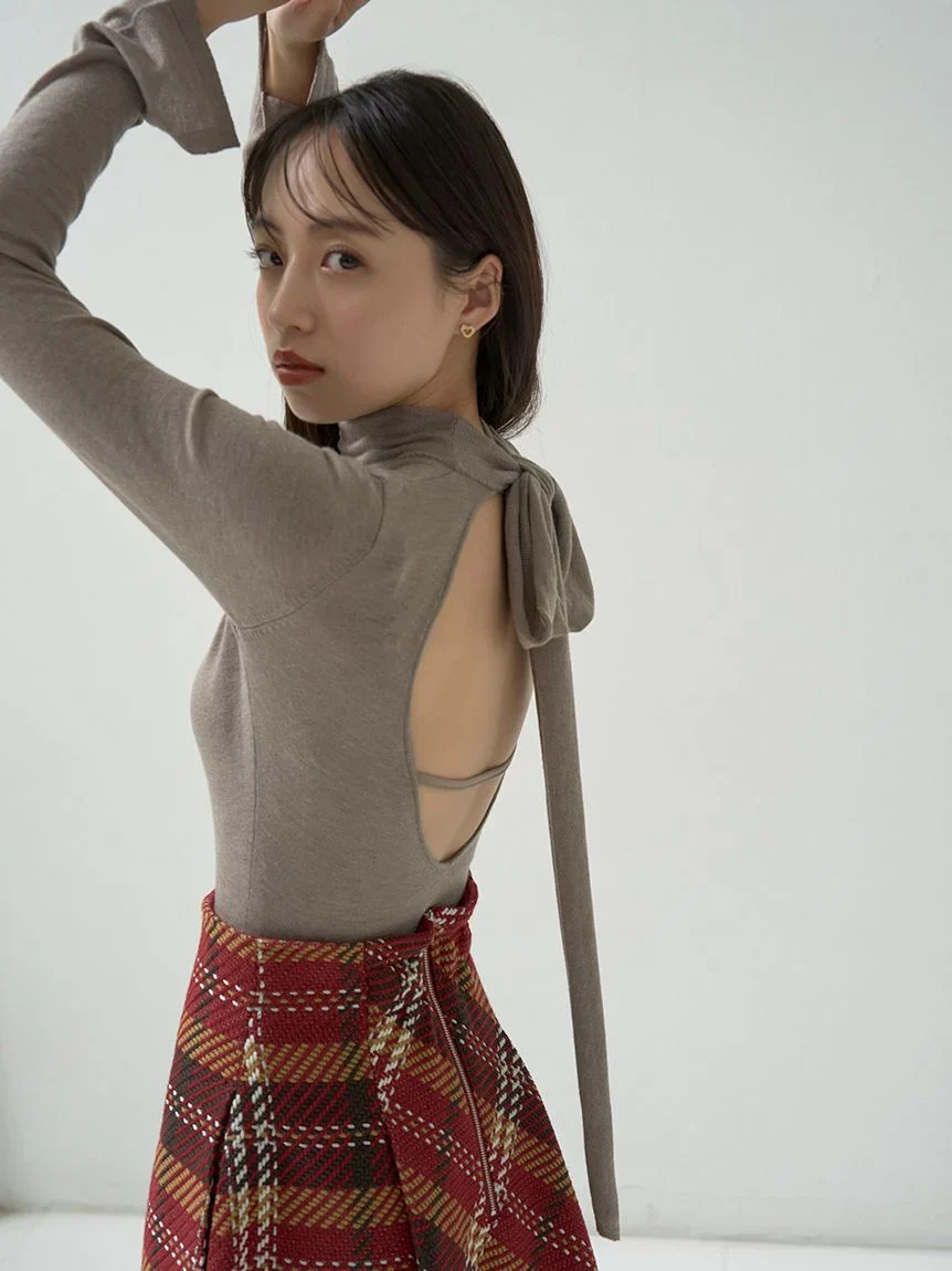 Open Back Long Sleeve Turtleneck Top - Image 15