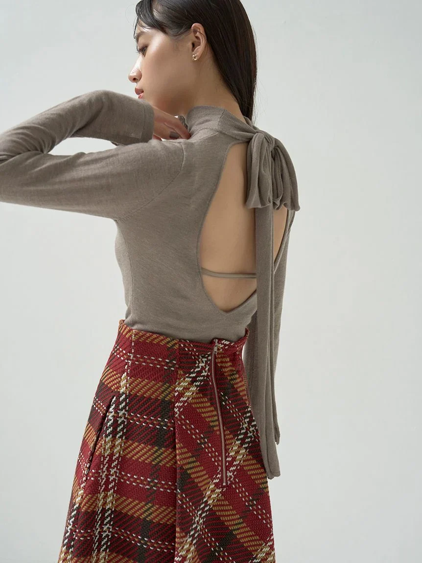 Open Back Long Sleeve Turtleneck Top - Image 17