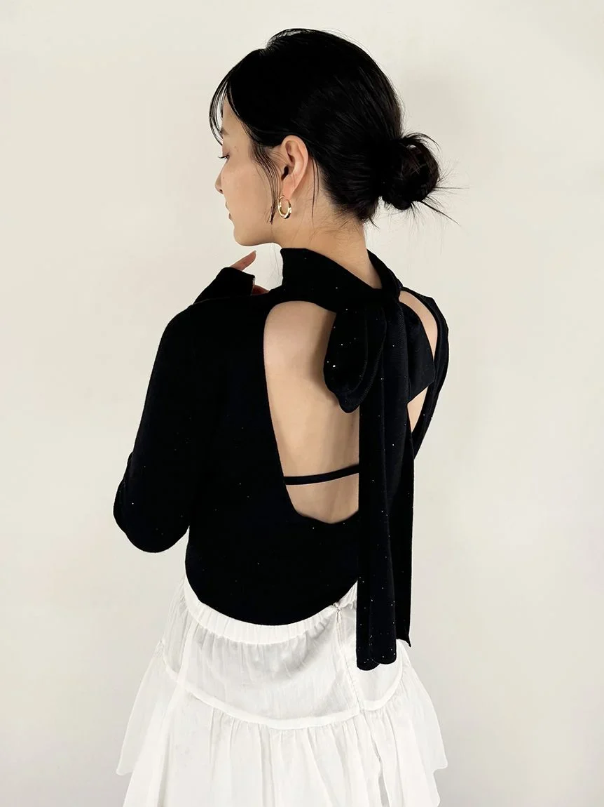 Open Back Long Sleeve Turtleneck Top - Image 22
