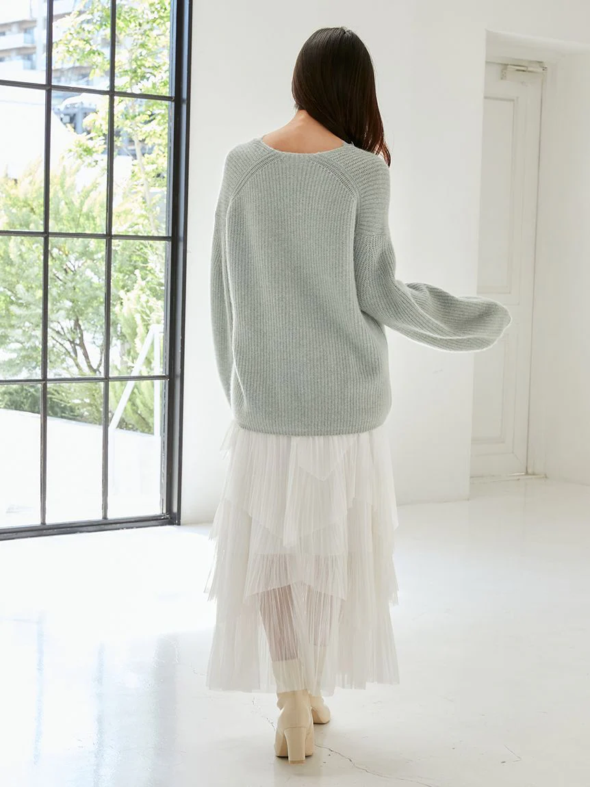 Pleated Tiered Tulle Midi Skirt - Image 10