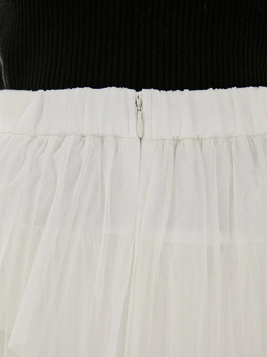 Pleated Tiered Tulle Midi Skirt - Image 11