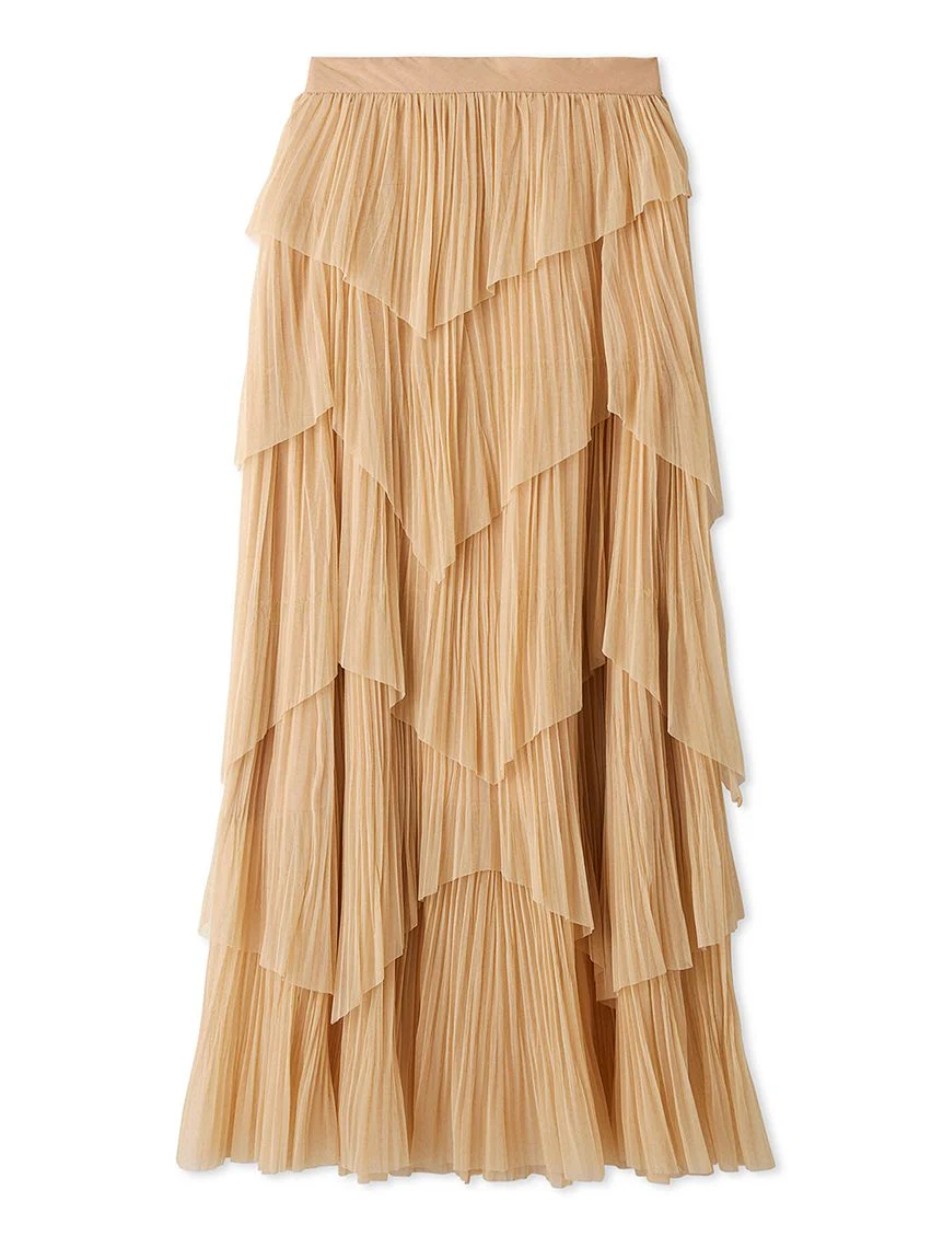 Pleated Tiered Tulle Midi Skirt - Image 12