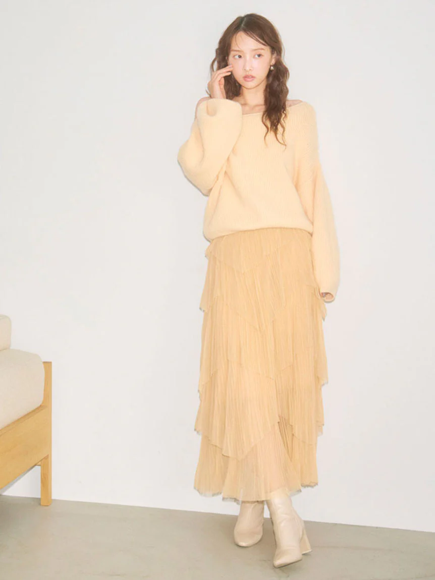 Pleated Tiered Tulle Midi Skirt - Image 13