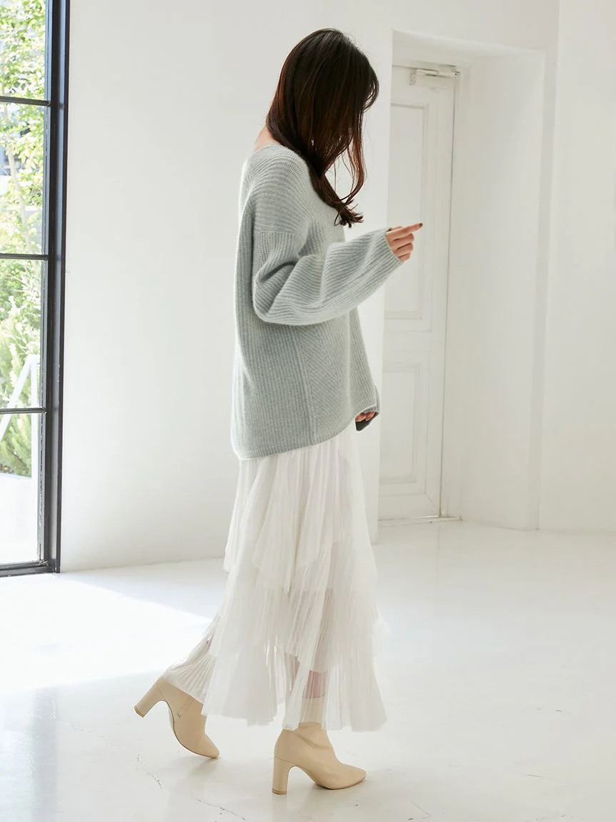 Pleated Tiered Tulle Midi Skirt - Image 4