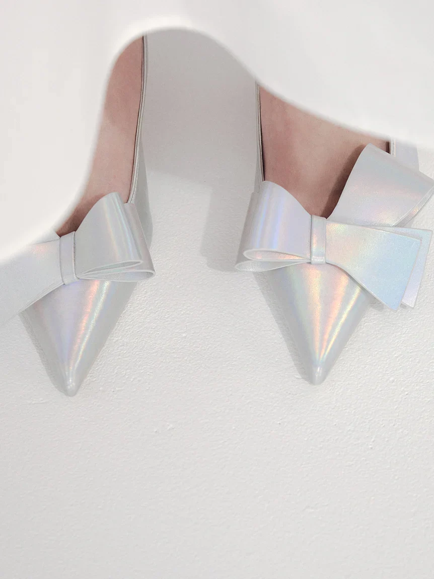 Pointed Toe Bow Slingback Heels - Image 12
