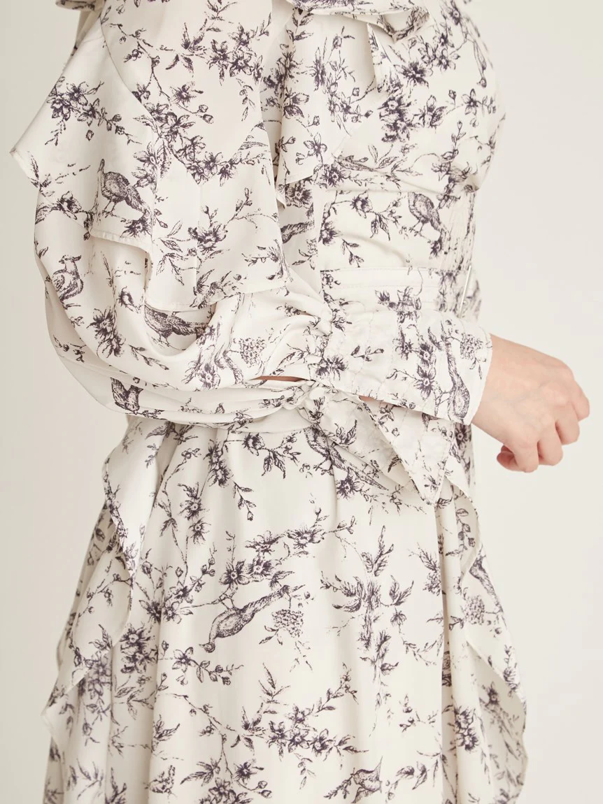 Frill Printed Floral Dress - Image 10