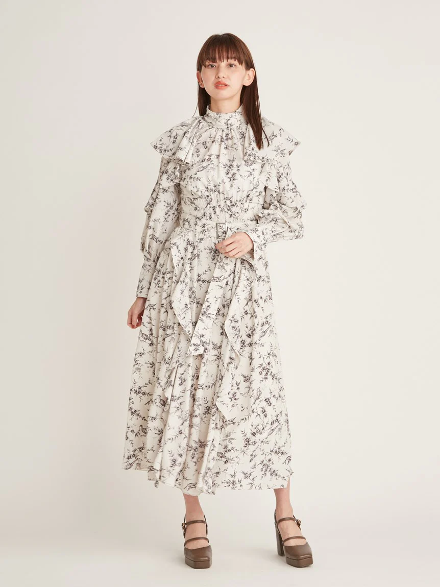 Frill Printed Floral Dress - Image 3