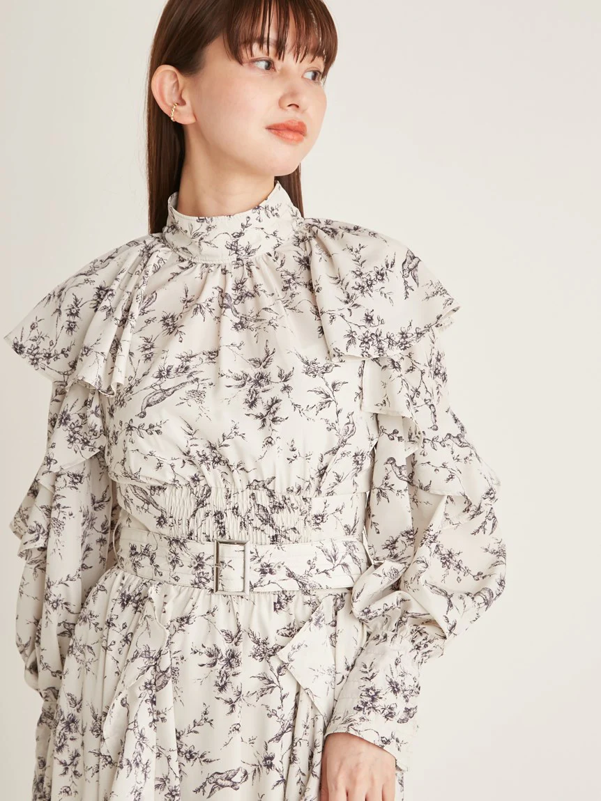 Frill Printed Floral Dress - Image 4