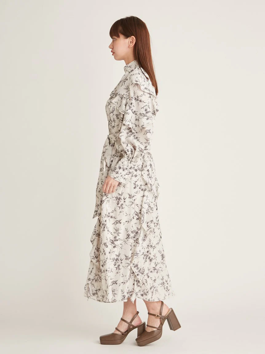 Frill Printed Floral Dress - Image 5