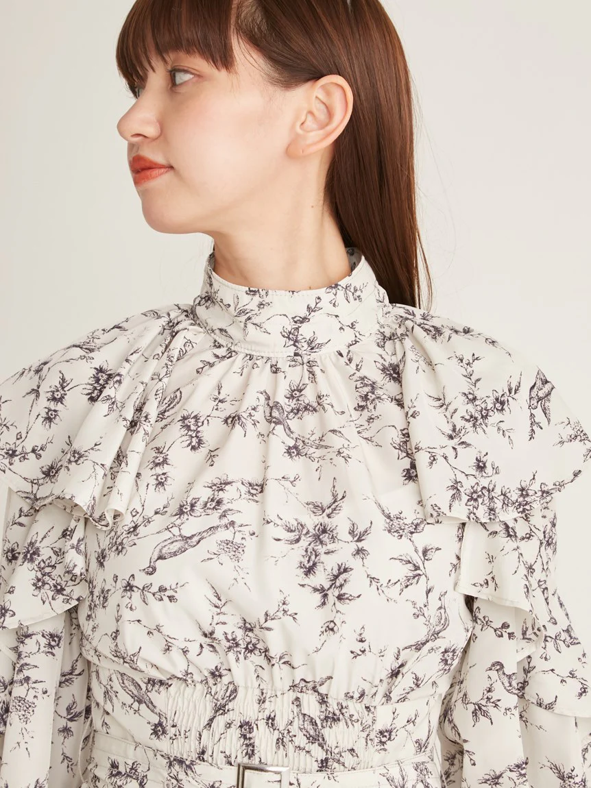 Frill Printed Floral Dress - Image 7