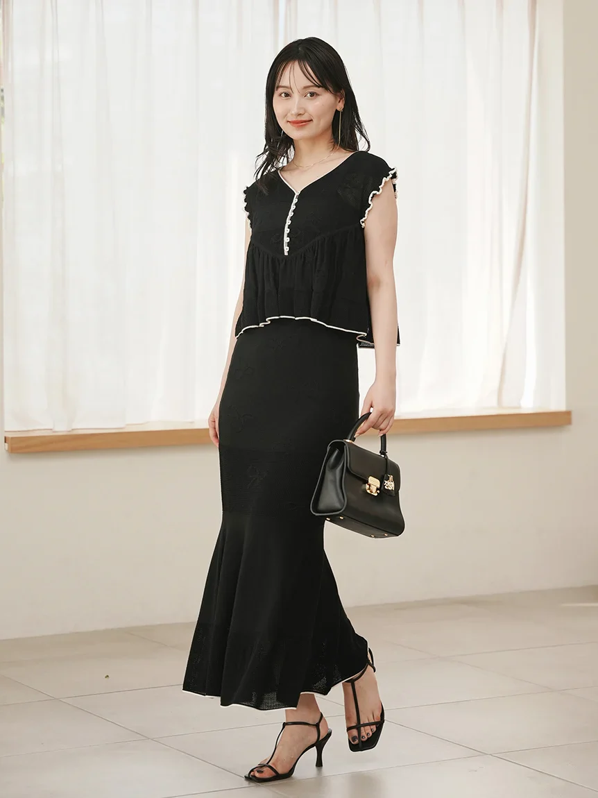 Ribbon Jacquard Knit Skirt - Image 10