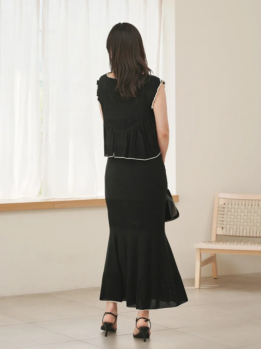 Ribbon Jacquard Knit Skirt - Image 11