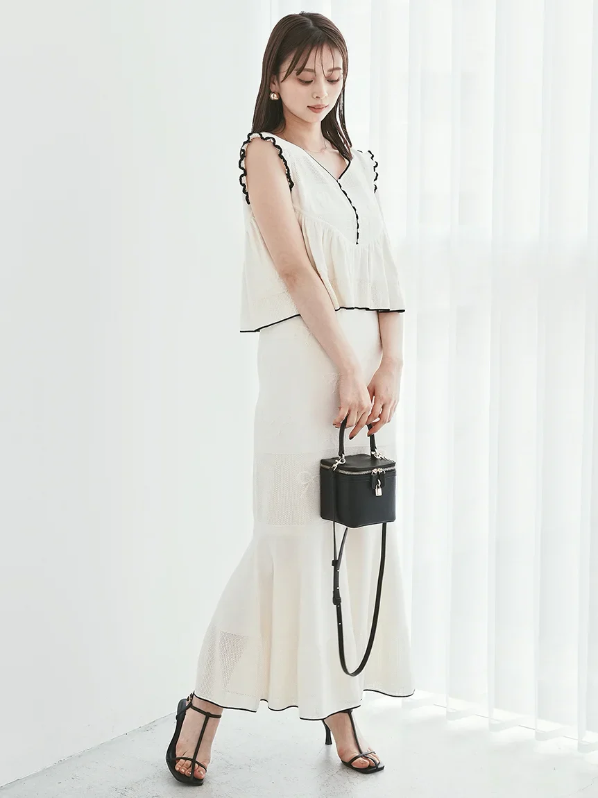 Ribbon Jacquard Knit Skirt - Image 14