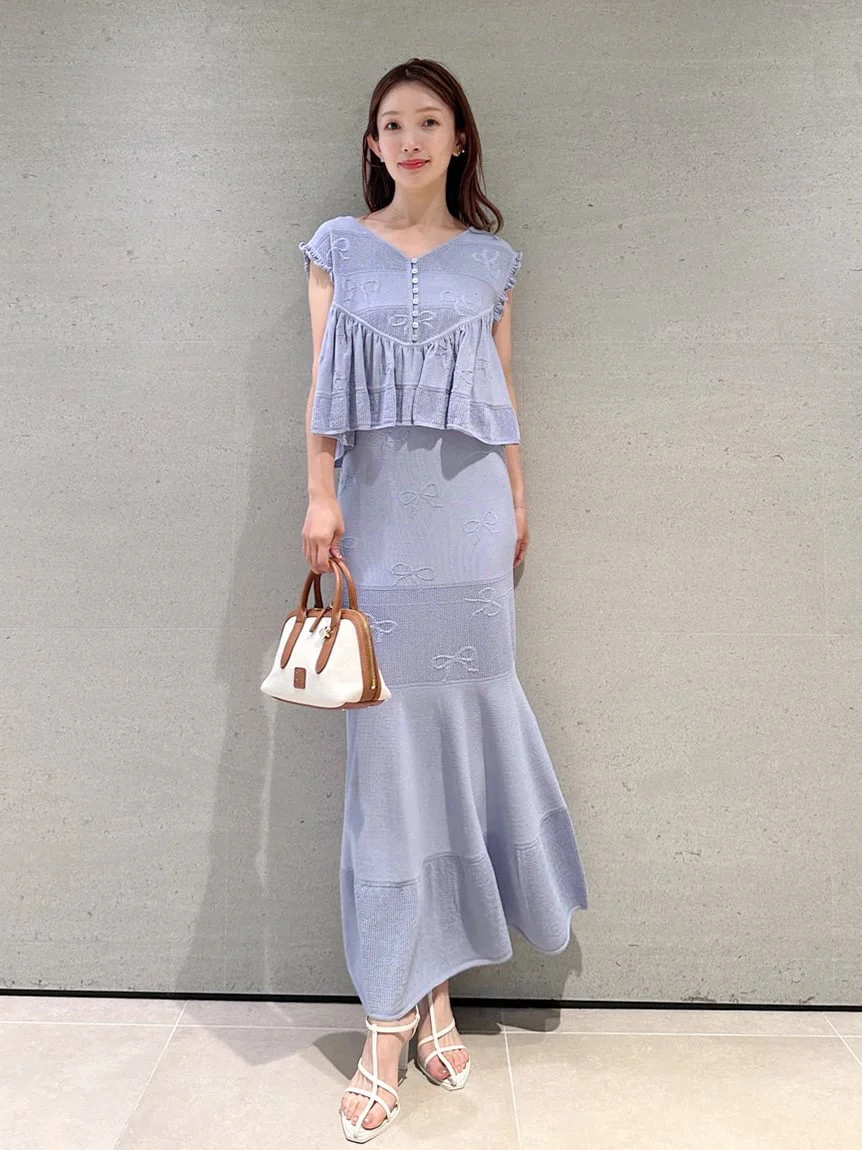 Ribbon Jacquard Knit Skirt - Image 17