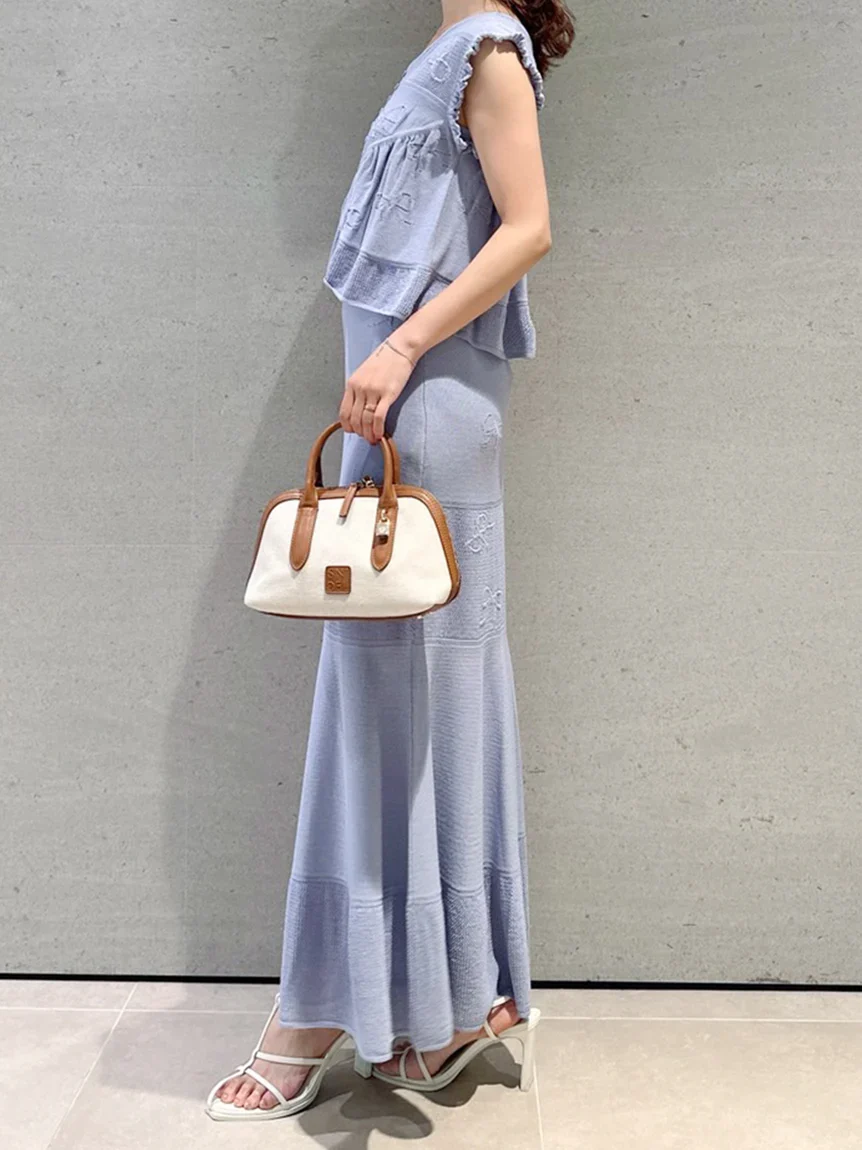 Ribbon Jacquard Knit Skirt - Image 18