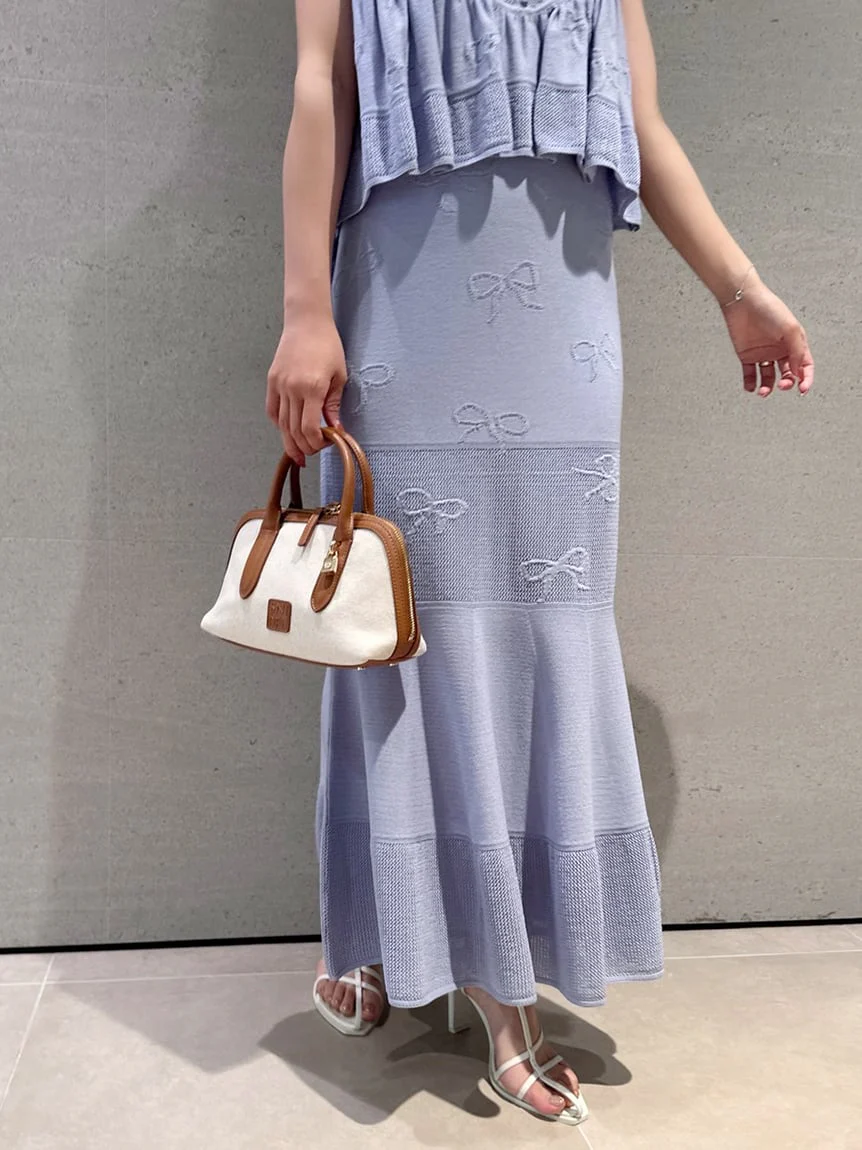 Ribbon Jacquard Knit Skirt - Image 19