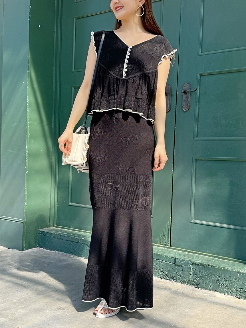 Ribbon Jacquard Knit Skirt - Image 20