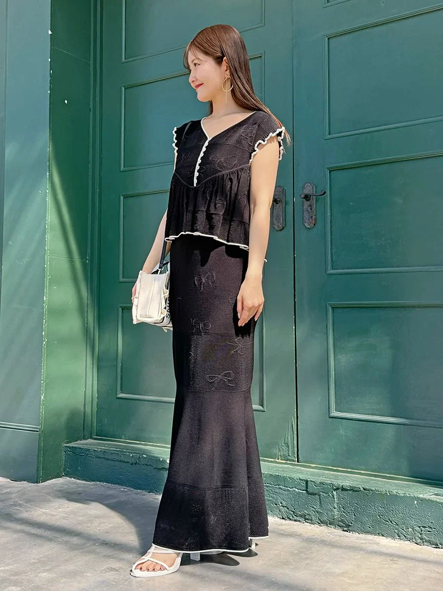 Ribbon Jacquard Knit Skirt - Image 21