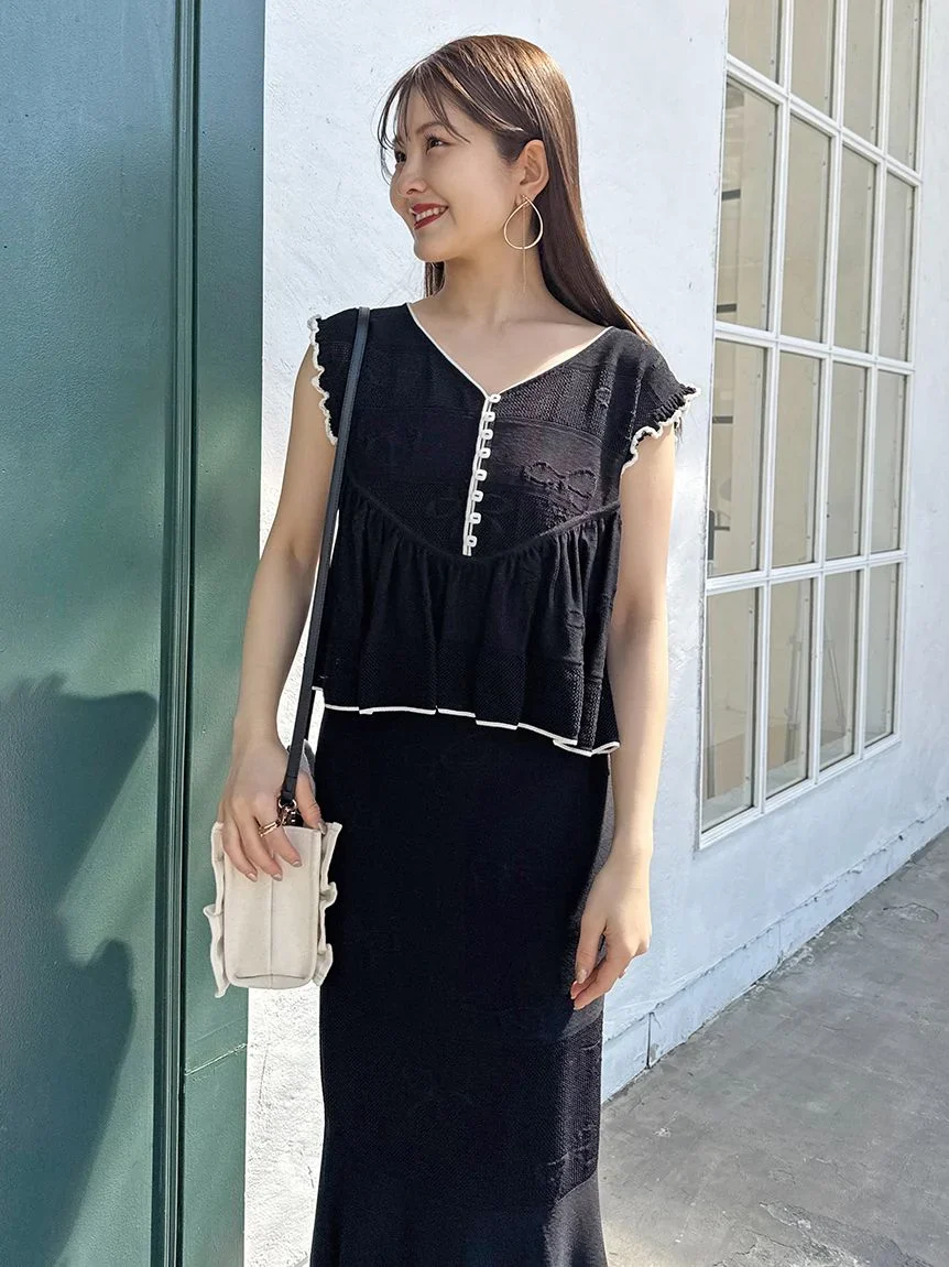 Ribbon Jacquard Knit Skirt - Image 22