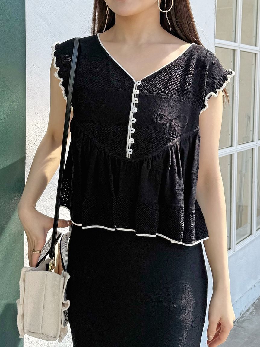 Ribbon Jacquard Knit Skirt - Image 23
