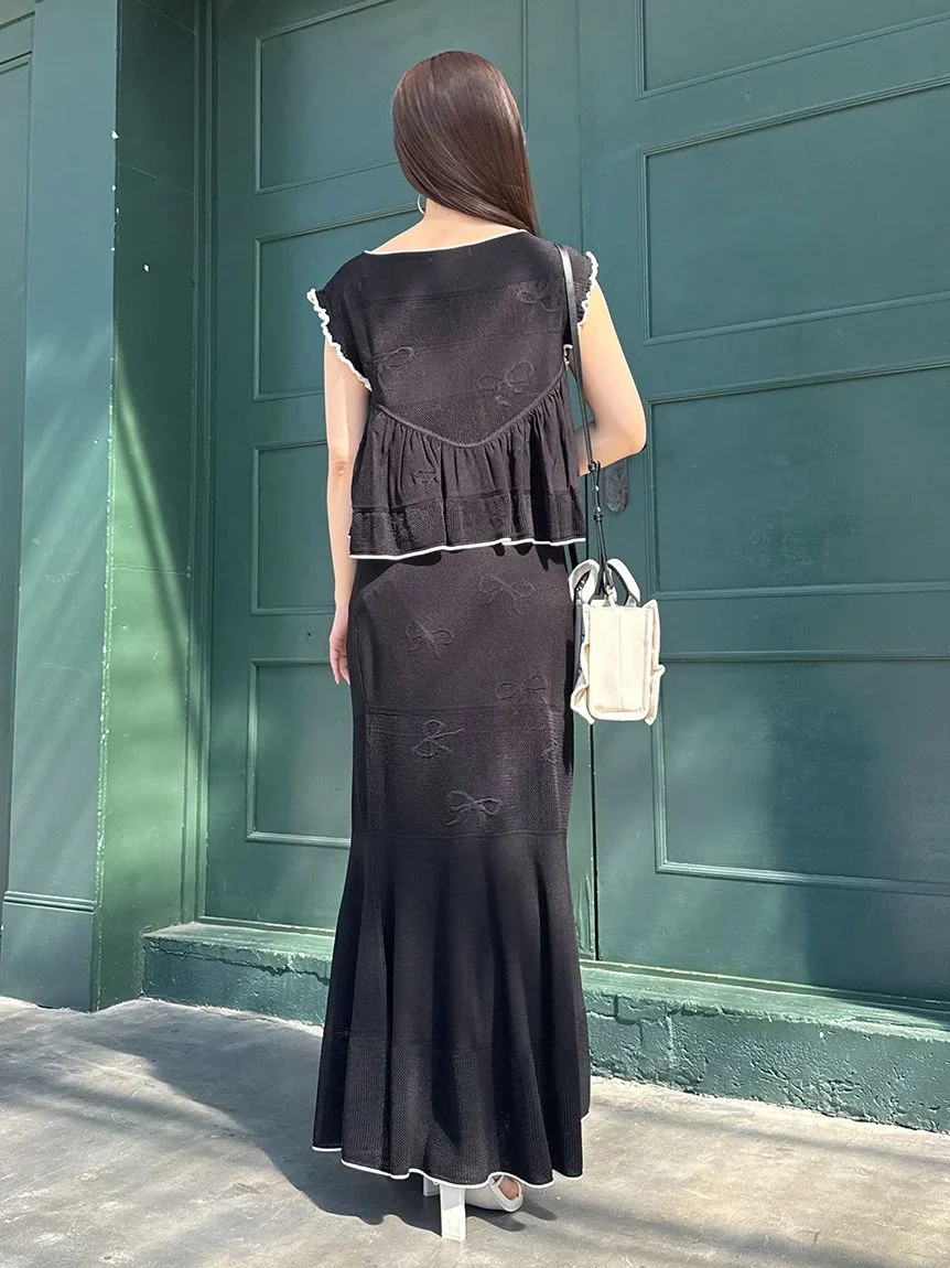 Ribbon Jacquard Knit Skirt - Image 27