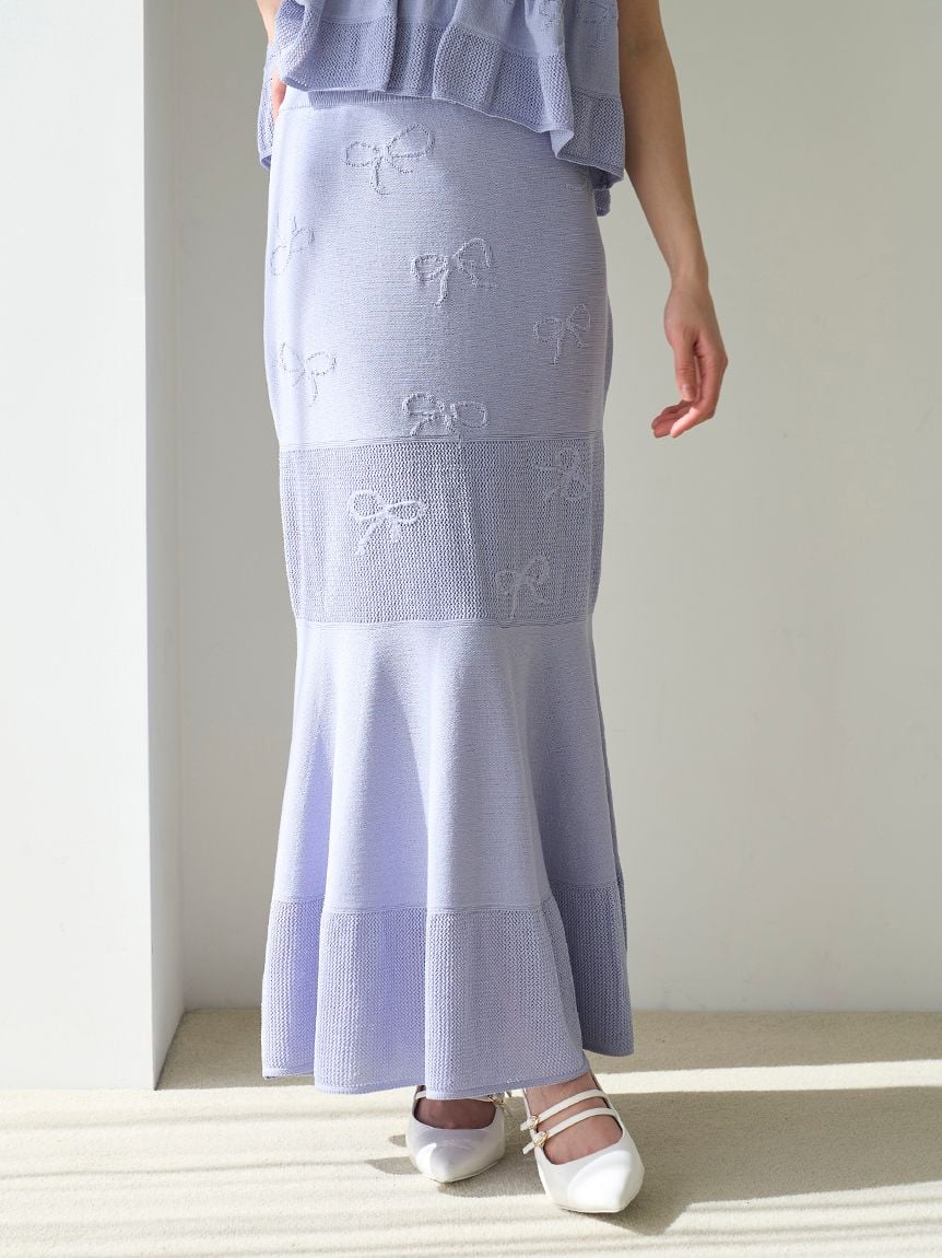 Ribbon Jacquard Knit Skirt - Image 29