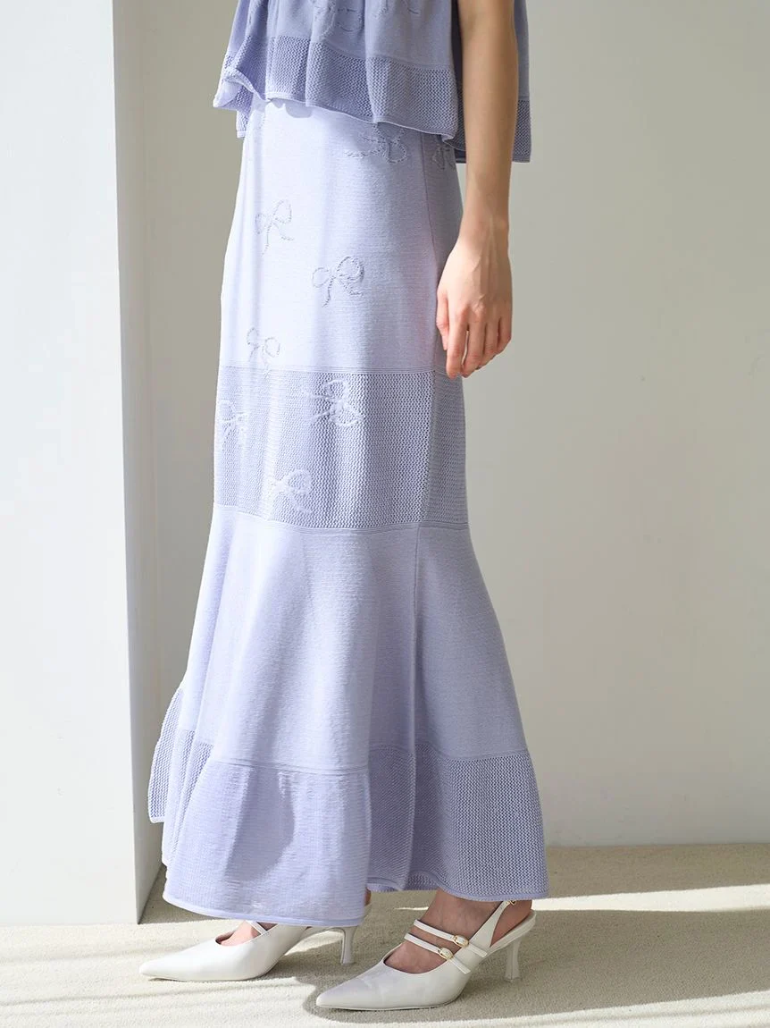 Ribbon Jacquard Knit Skirt - Image 31