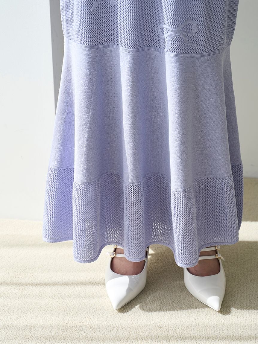 Ribbon Jacquard Knit Skirt - Image 34