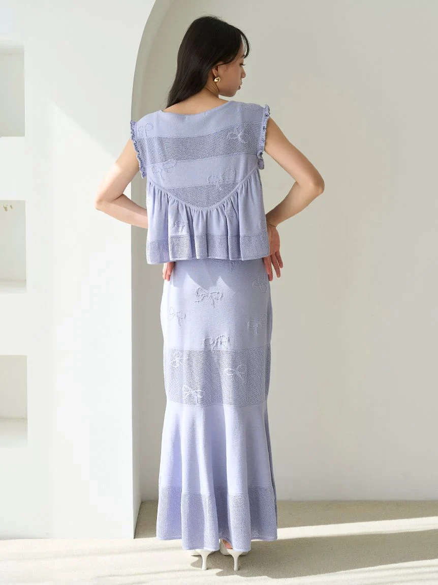 Ribbon Jacquard Knit Skirt - Image 36