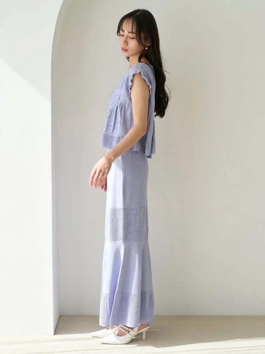 Ribbon Jacquard Knit Skirt - Image 37