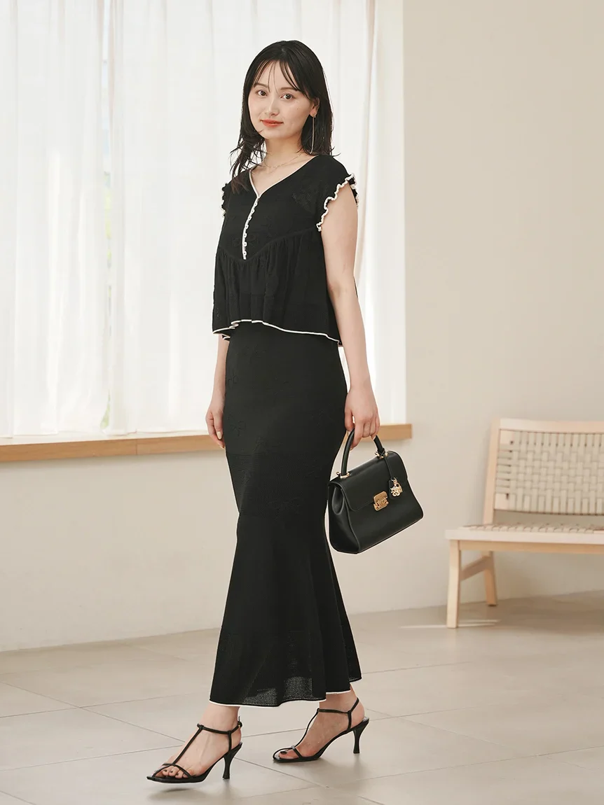 Ribbon Jacquard Knit Skirt - Image 5