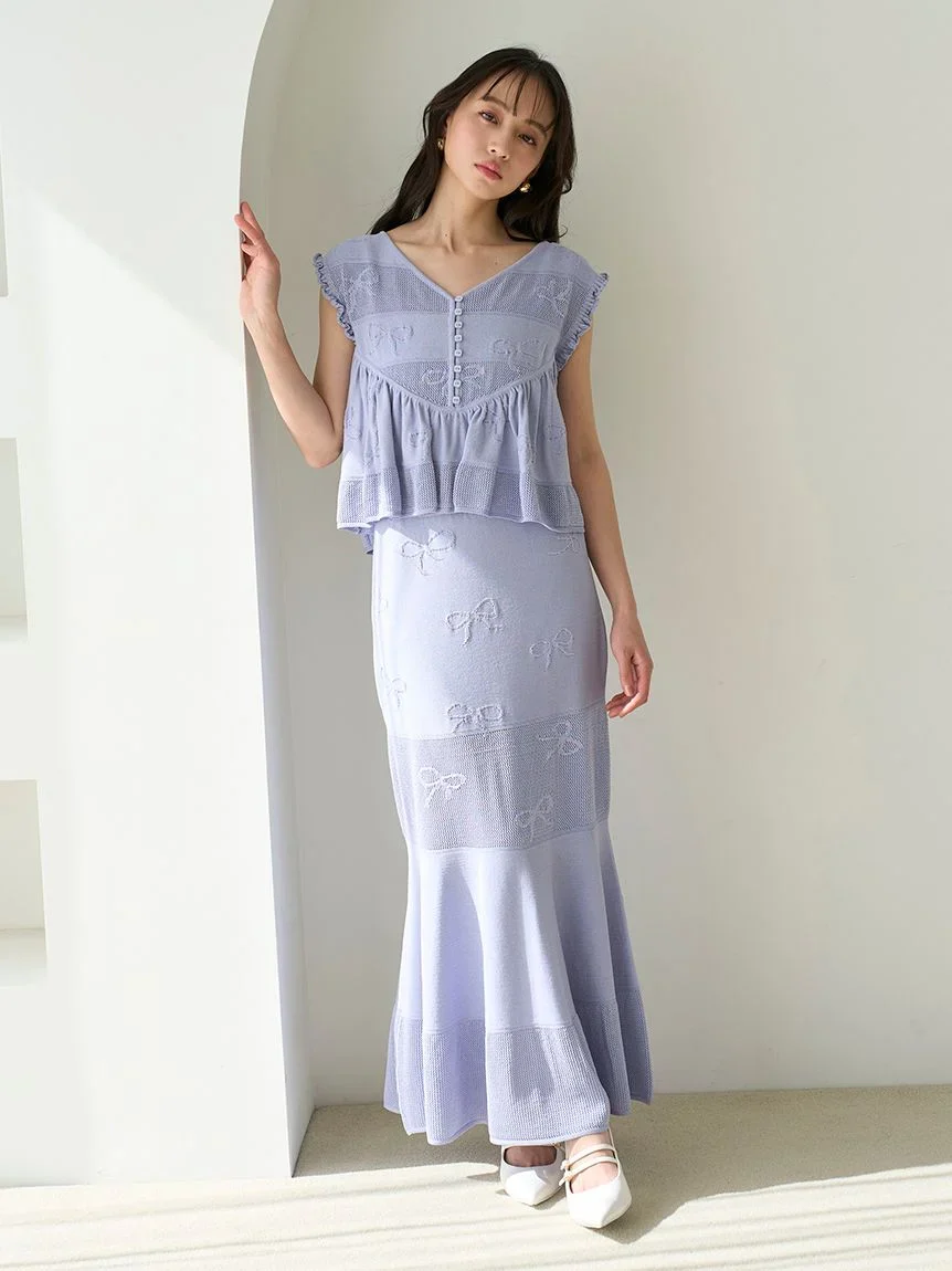 Ribbon Jacquard Knit Skirt - Image 6
