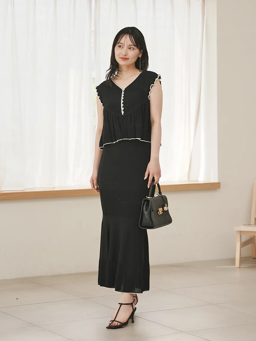 Ribbon Jacquard Knit Skirt - Image 8