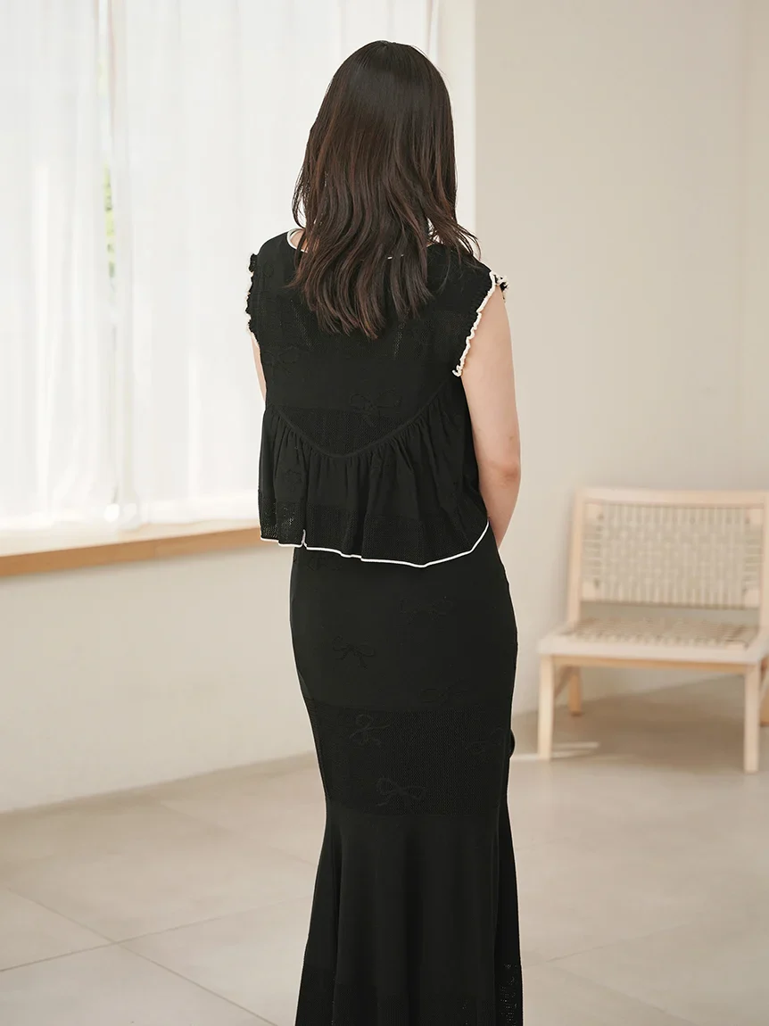 Ribbon Jacquard Knit Skirt - Image 9