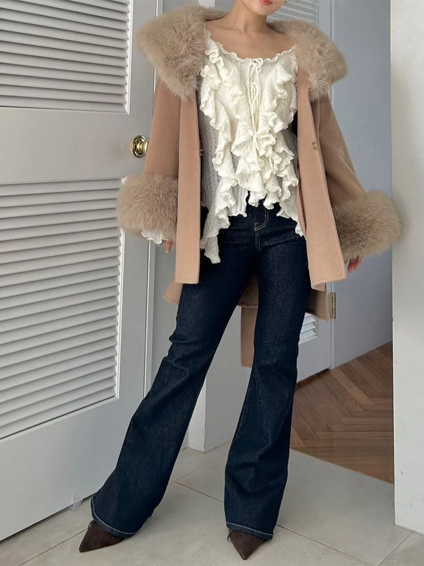 Ruffle design knit pullover - Image 21