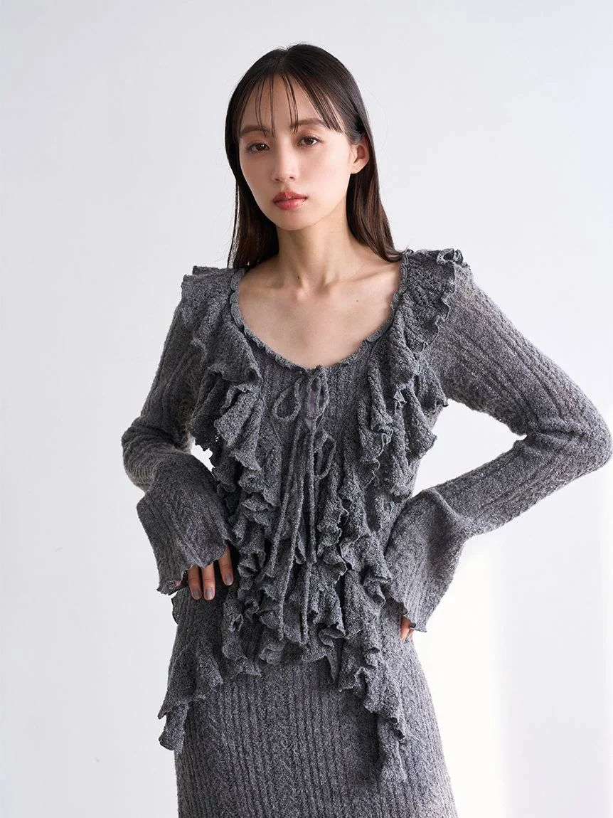 Ruffle design knit pullover - Image 24