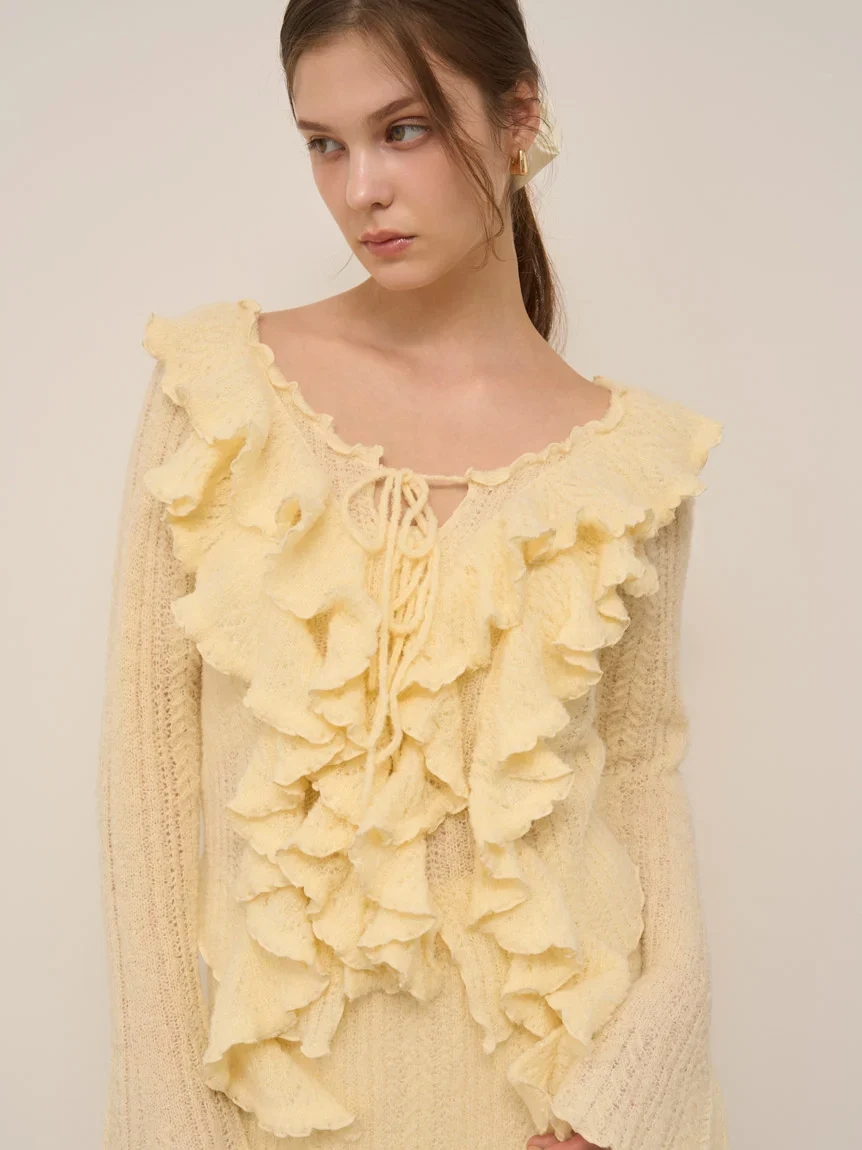 Ruffle design knit pullover - Image 6