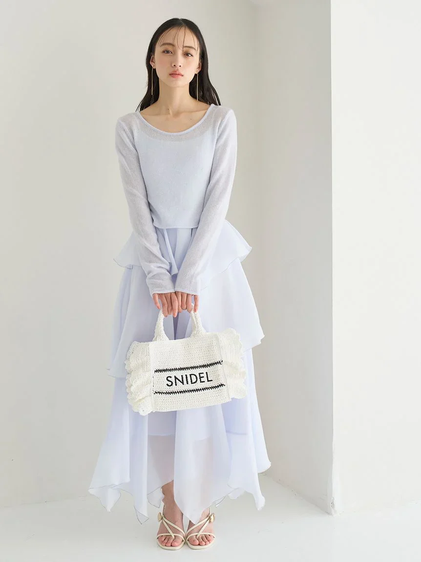 Sheer Asymmetric Hem Knit Combo Dress - Image 22